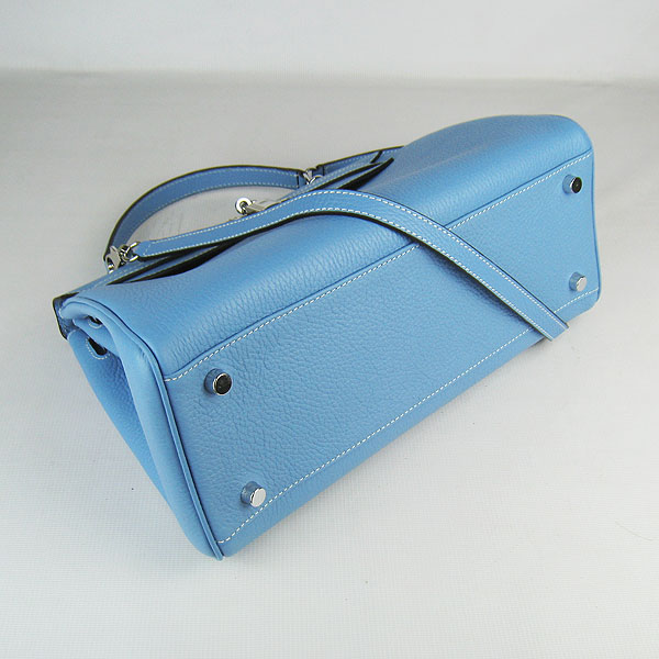 7A Replica Hermes Kelly 32cm Togo Leather Bag Light Blue 6108